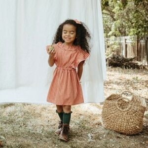 Folklore | Apricot pinafore Plaid Dress